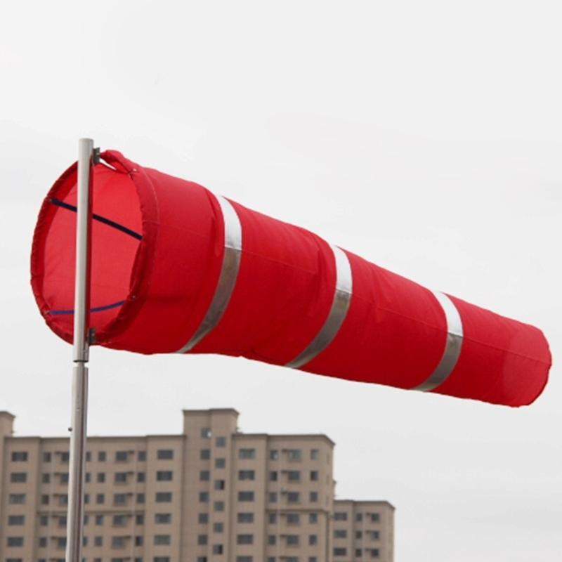 Airport Windsock Outdoor Hanging Heavy Duty Red Ripstop Wind Sock Windsocks with Reflective Belts Length 59.06 Inch