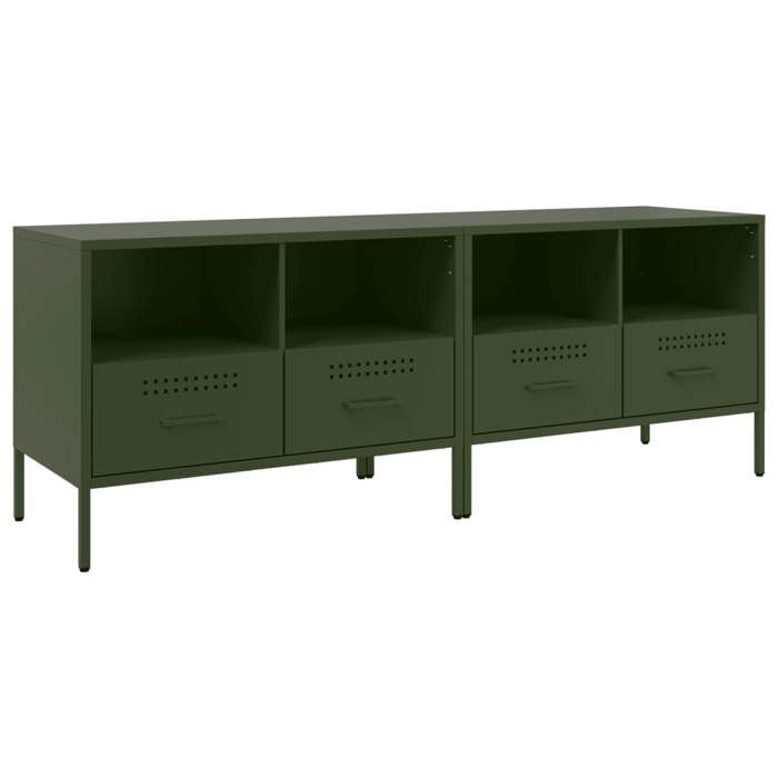 VidaXL Meubles TV 2 pcs, Armoires de Télévision avec Pieds, Supports Télé avec Rangement Salle de Séjour, Vert Olive 843051