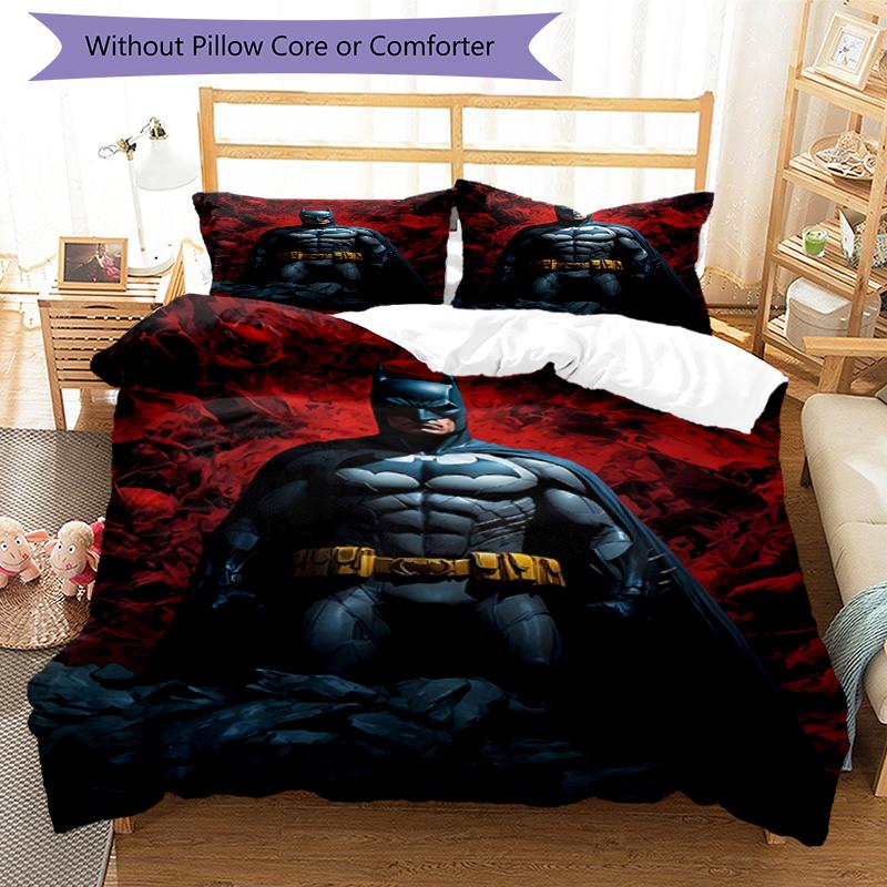 3pcs Batman Bedding Set Duvet Cover Closure Includes 1 Duvet Cover & 2 Pillowcases, Soft and Comfortable for All Seasons.