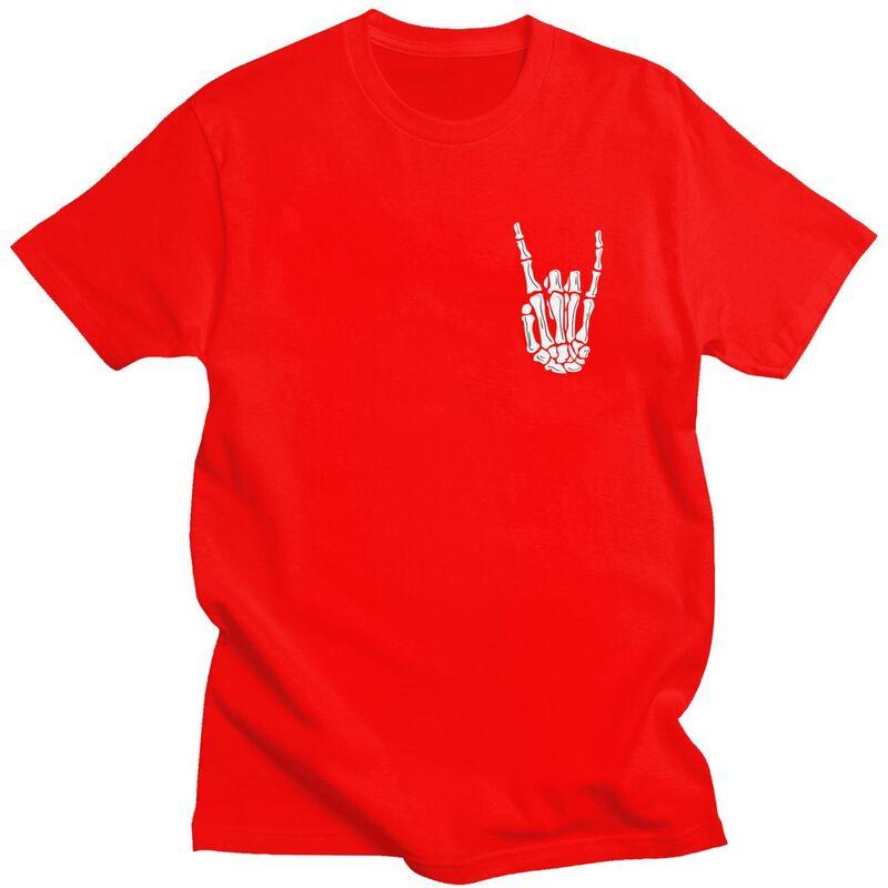 

Heavy Metal Skeleton Rock Hand TShirt 100 Cotton Tees Shirt Summer Tshirt Casual Short Sleeve Clothes For Men Birthday Gift S