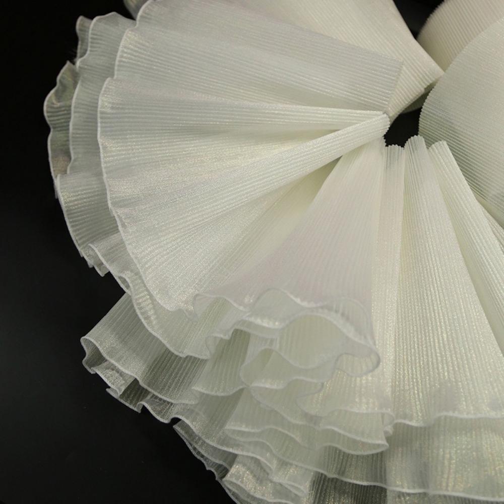 2025 Metallic Beaded Lace Ruffles DIY Wave Edge Stiff Wave Fabric Design Fabric For Stage Dress Performance Clothing