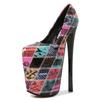Fashion Print Sexy High Heels Fetish Shoes Woman 22cm Round Toe Pumps Heeled Platform Party Stripper Nightclub Shoes Large Size