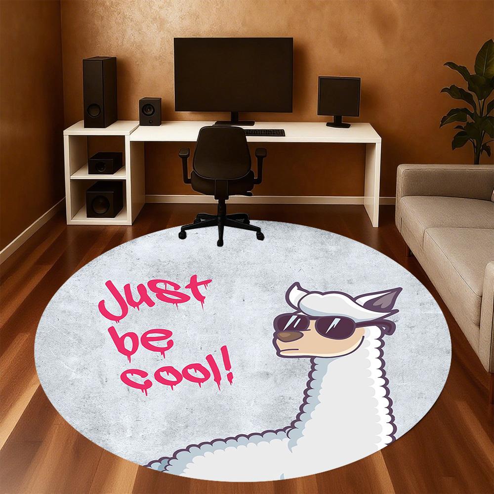1pc llama cool Round Chair mat Area Rug - Non-Slip, Floor Mat for Office, Bedroom, and Indoor Decor c1118064