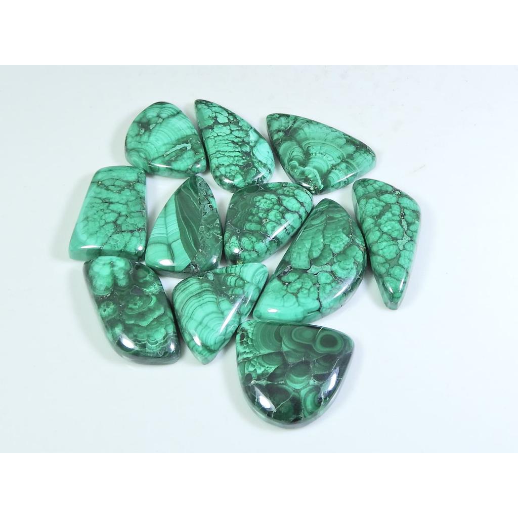 230Cts. Natural Green Malachite Ring Size Fancy Cabochon Gemstone 11Pcs Lot C-269