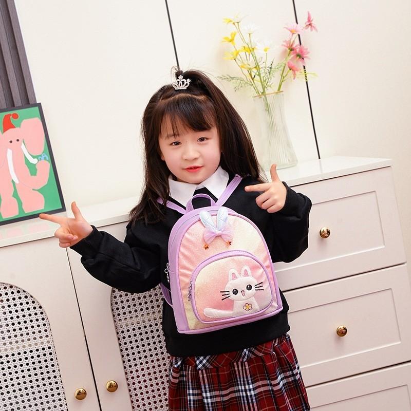 Adorable Pink And Purple Cartoon Cat Backpack For Girls Lightweight And Fun