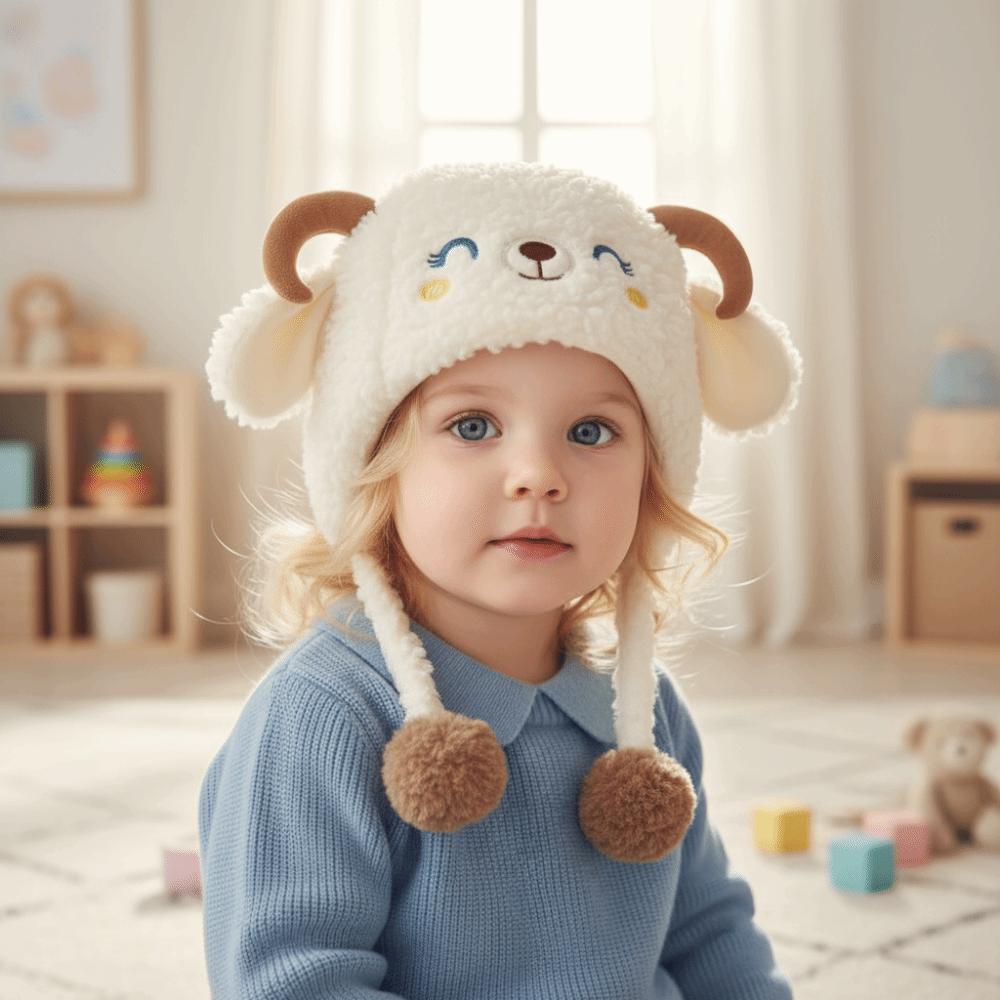 Cartoon Baby Ear Protection Hat Kawaii Winter Warm Hat Children's Pullover Hats  Infant