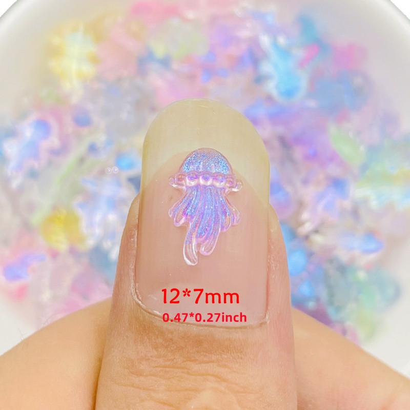50 szt. ślicznych, błyszczących, kreskówkowych meduz morskich z żywicy - idealne do samodzielnego zdobienia manicure!