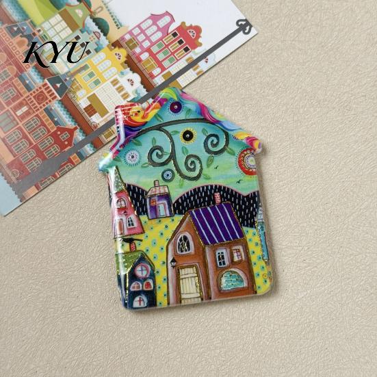 House Refrigerator Magnets Vintage Magnet, Colorful Fairy Tale Town Miniature Home Ornaments Fridge Magnetic Kitchen Decoration Accessories Magnet