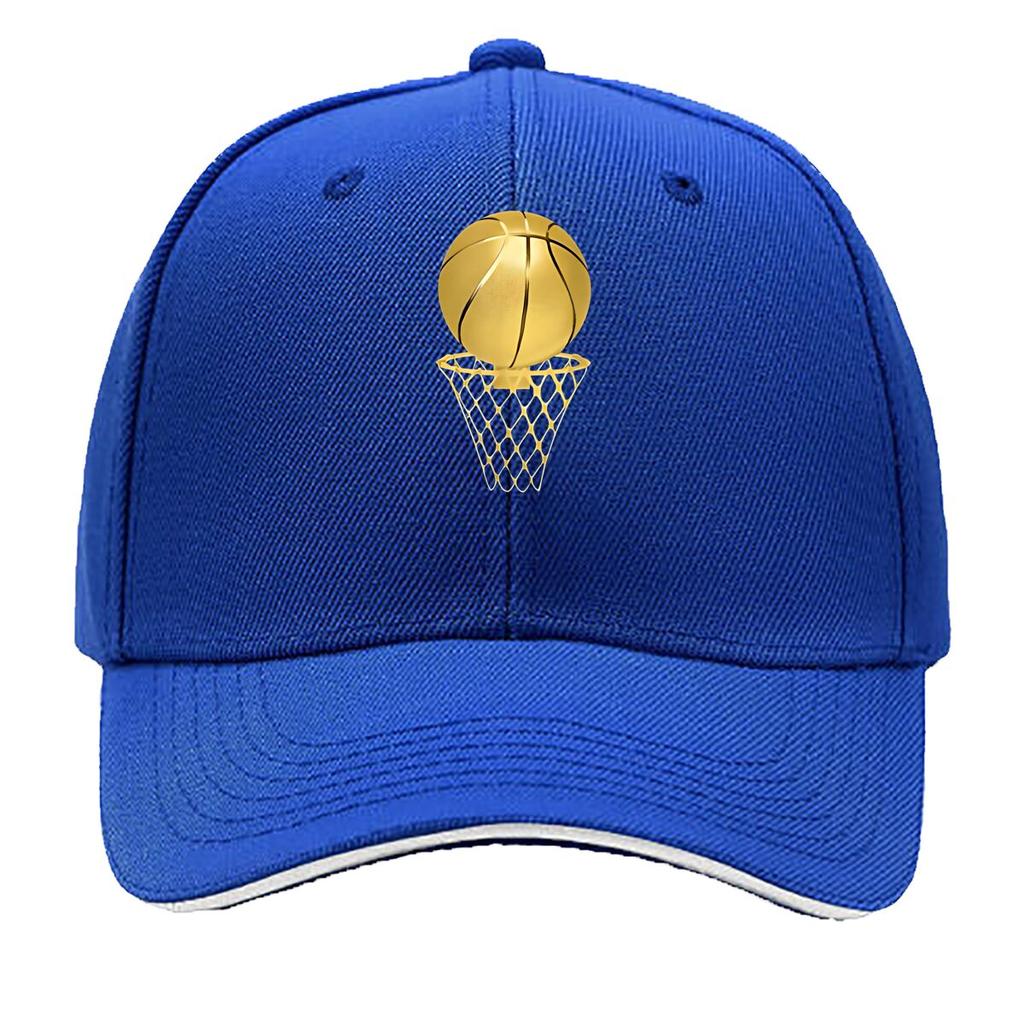 Golden Basketball And Basketball Frame Print Gift Fashionable Adjustable Baseball Cap Sandwich Baseball Cap
