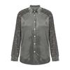 Haut chemise ample à manches longues en velours avec empiècements à paillettes pour femme - Automne