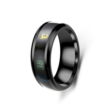 Intelligent Temperature Sensitive Stainless Steel Ring for Couples and Health Lovers Waterproof Jewelry Wedding Gift