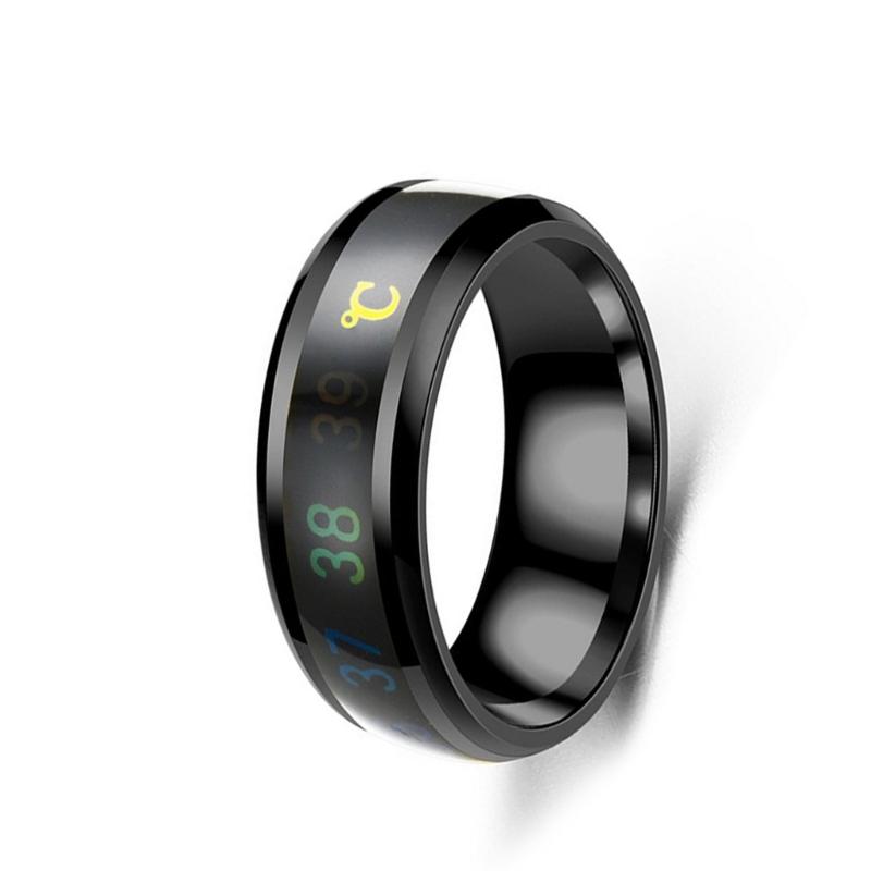 Intelligent Temperature Sensitive Stainless Steel Ring for Couples and Health Lovers Waterproof Jewelry Wedding Gift