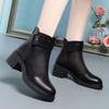 Women's Block Heel Leather Mesh Cool Boots Spring Summer New Thick Sole Non Slip Round Toe Breathable Zippers Ankle Boots