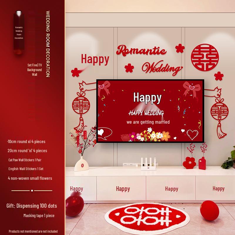 

Elegant Wedding Living Room TV Wall & Room Décor Set for Bride and Groom s New Home