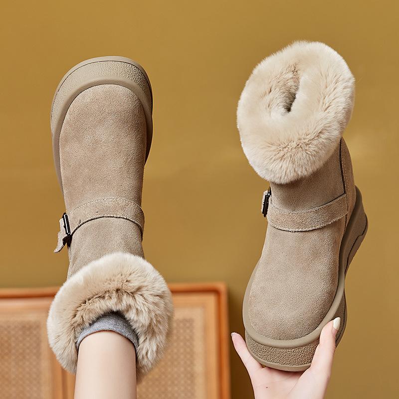 Snow boots increase in height in autumn and winter new platform casual shoes ins trendy small velvet cotton shoes A