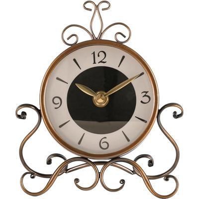 Analog Table Clock Antique Style 10 In Dial 6 In Desk Clock Art Unique For Home Office Decor Metal Iron Glass