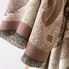 women's double-sided imitation cashmere thermal scarf retro ethnic style niche versatile scarf