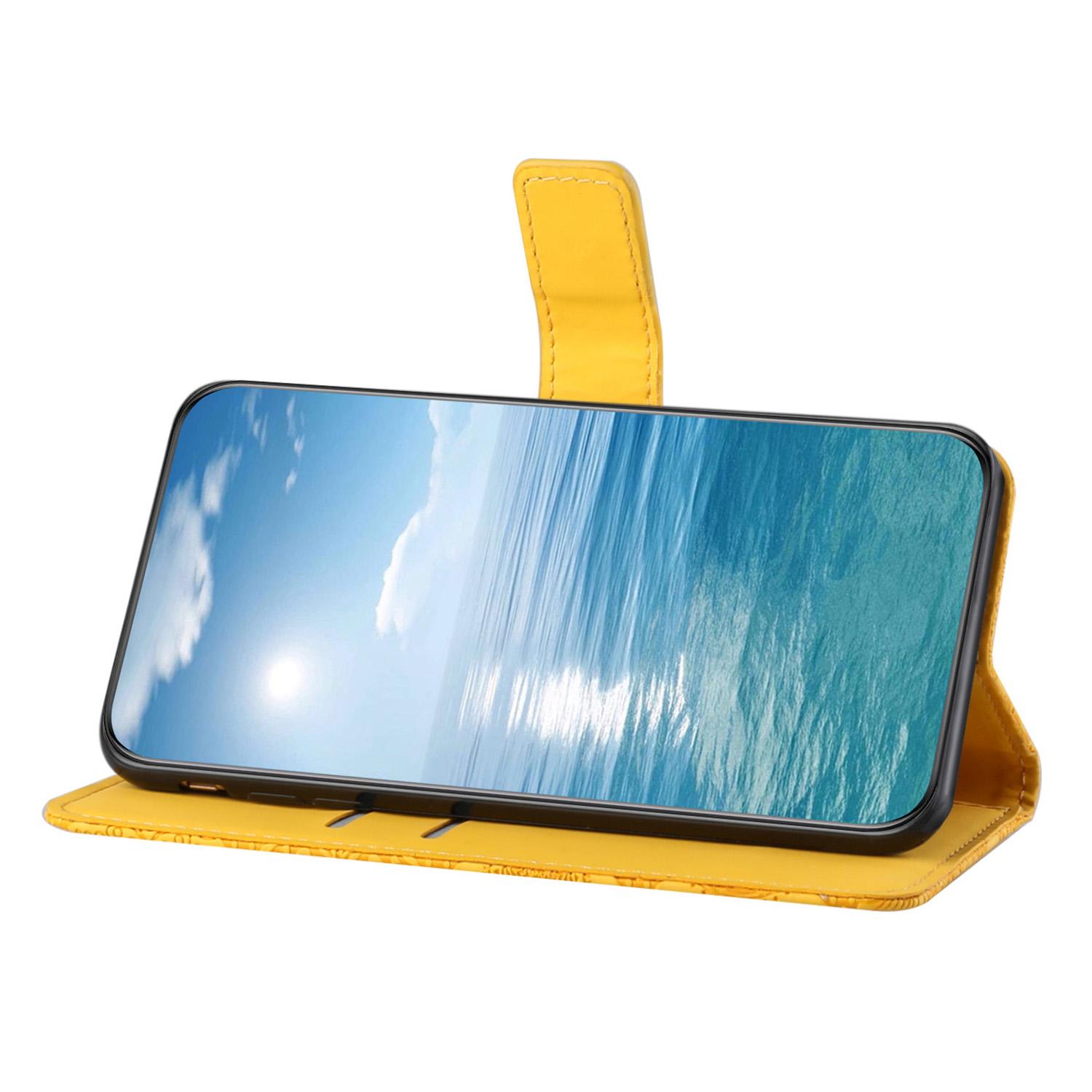 

For Samsung Galaxy S24+ Case PU Leather Wallet Imprinted Phone Cover Yellow