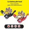 2pcs Heavy Duty Brass Battery Terminal Connectors - 4-Way Quick Disconnect for Cars, Trucks & Boats