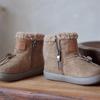 Girls' Winter Cotton & Leather Boots with Fleece Lining, Soft Soles, Thickening Design - Warm Snow Boots