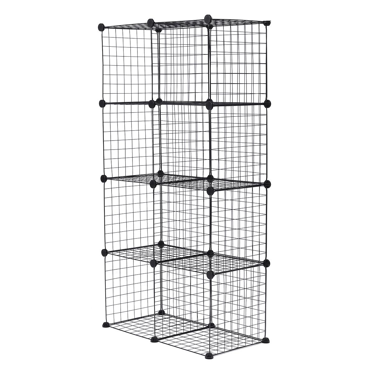 

Черный DIY Stackable Стойка Металл Куб Хранение Полки Шкаф Организатор 8/12 Сетка 109 36.5 145CM