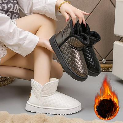 Damen Übergröße Weiche Sohle Erhöhend Winter Warm Fell Eins Rutschfest Schneestiefel Plüschgefütterte Stiefeletten Outdoor-Sport Baumwollstiefel