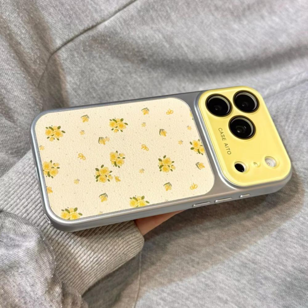 Cute Minimalist Retro Flower Print Cartoon INS Girl Phone Case For For Iphone 17 16 15 14 13 Pro Max Plus Crystal Lens Protect Cover