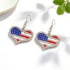 1 Pair Hook Earrings American Independence Day Pattern Hollow Heart Star Shape Red White Blue Earrings Jewelry Accessories