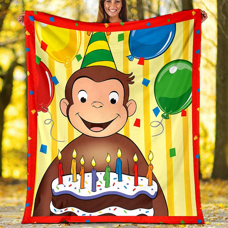 Curious George printed throw blanket—lightweight,soft,warm;versatile blanket for all seasons—perfect as &air-conditioning throw,nap blanket
