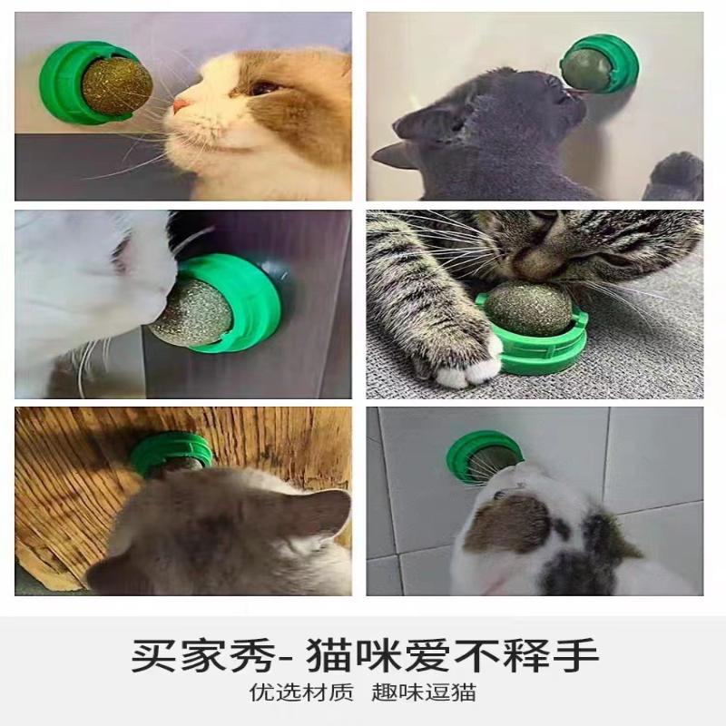 Natural Catnip Cat Wall Stick-On Ball Toy Scratchers Treats Healthy Natural Removes Balls Cat Pet Supplies