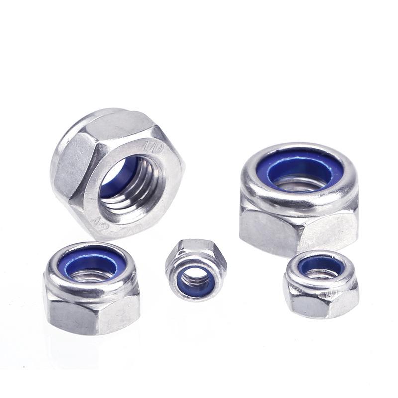 200 st. sexkantsnyloninsats självlåsande mutter nylock-låsmutter sortimentssats M2 M2.5 M3 M4 M5 M6 M8 304 A2-70 rostfritt stål