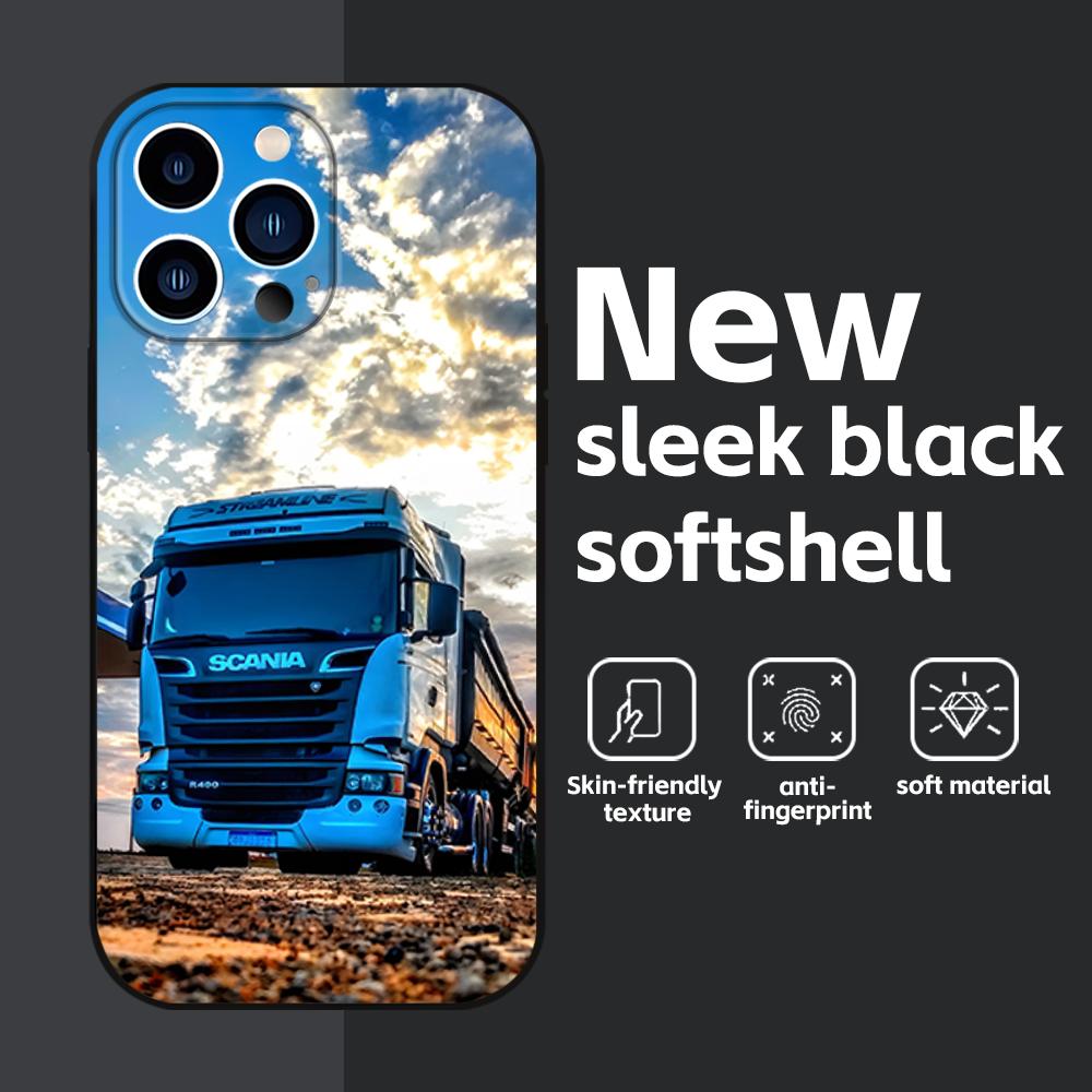 S-Scania TruxES Phone Case For iPhone 16 16e 15 14 13 12 11 Plus Mini Pro Max Soft Black Shockproof Cover