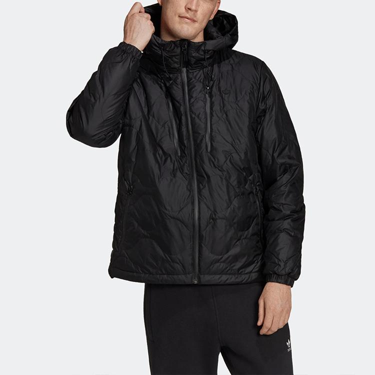 Adidas Originals Sport Zip Hooded Down Jacket Long Sleeve Winter Men Outerwear Black H13586