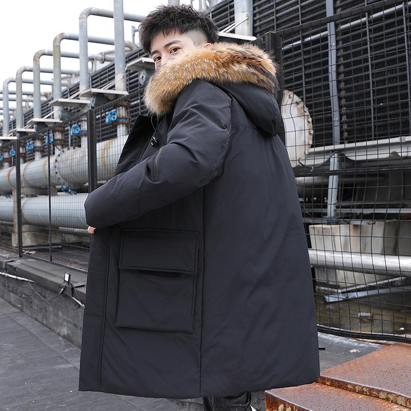 Padded clothes men's thick winter medium and long Korean version jacket loose cotton clothes youth thickened bread clothes