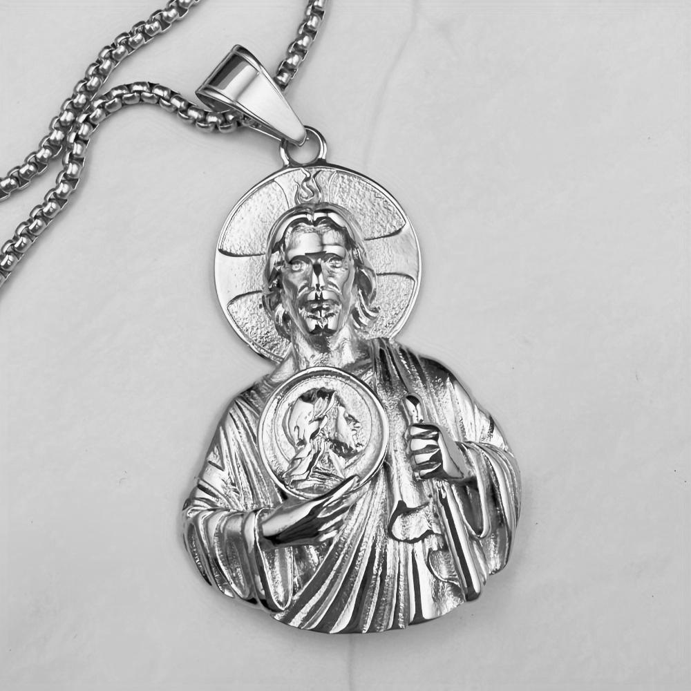 

316L Stainless Steel Pendant Golden Saint Jude Jewelry Twelve Apostles of Jesus, Hip-hop Party Style Holiday Gift