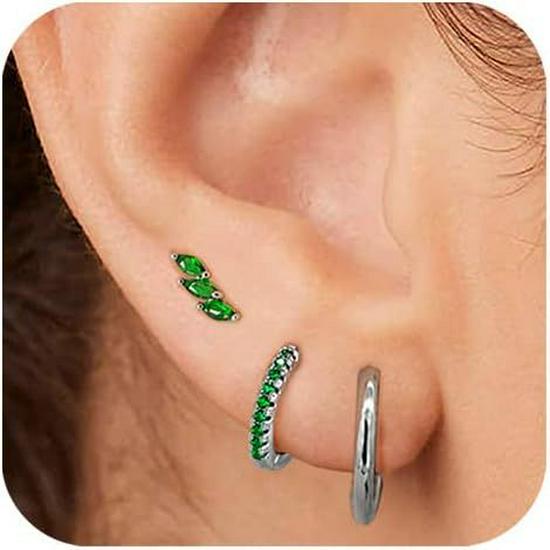 Gold-Plated Brass Hoop Earrings Fashion Set - European & American Design