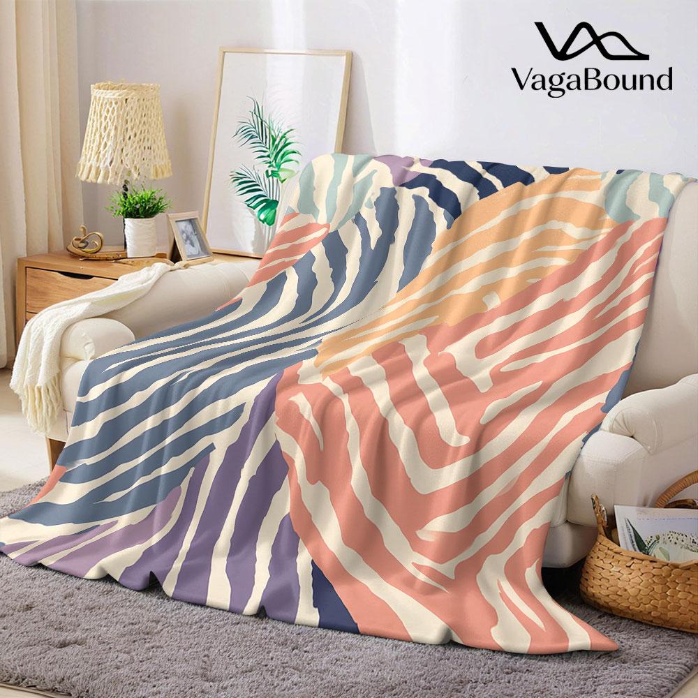 Couverture Flanelle Imprimé Zèbre Pastel Chaude Douce Décorative Halloween Noël Canapé Chaleureux Confortable Toutes Saisons Cadeau