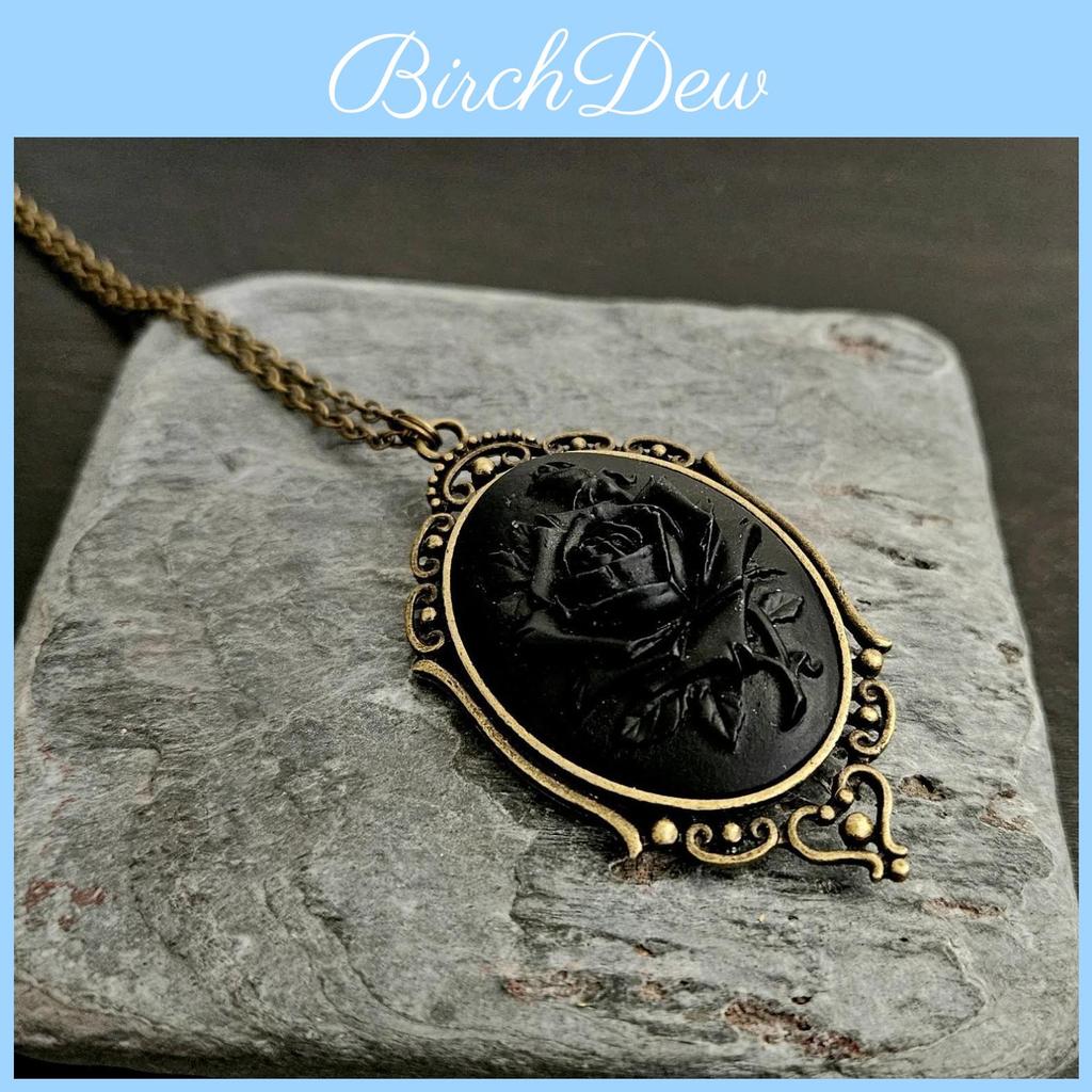 Gothic Rose Embossed Necklace With Cross Chain For Women And Memorial Gift