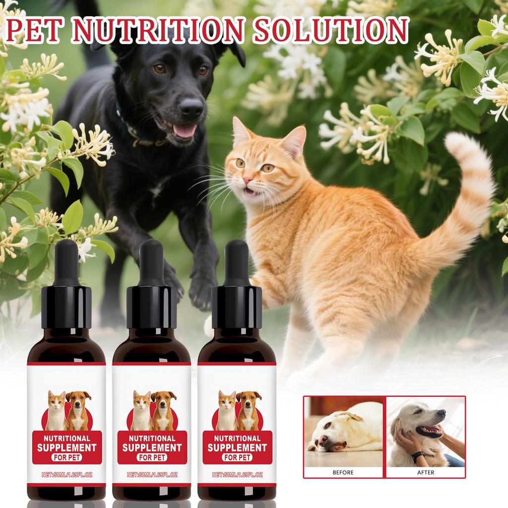 Zeckenflüssigkeit für Tiere, Nährlösung für Katze und Hund, Konditionierung des Körpers, Leicht absorbierbar, Für den täglichen Gebrauch geeignet, 50 ml