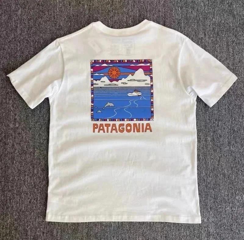 American Mountain Graffiti Print Short-sleeved Men's and Women's Plus Size T-shirt Summer New Fashion Retro Classic Cotton Top