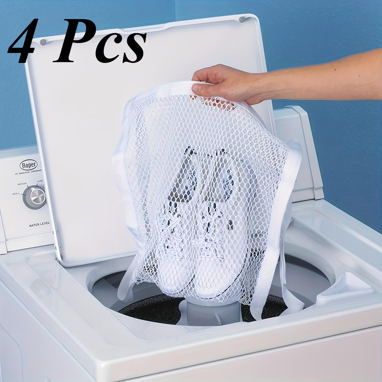 

4 environmentally friendly white shoe washing bags, waterproof design, suitable for home scenes