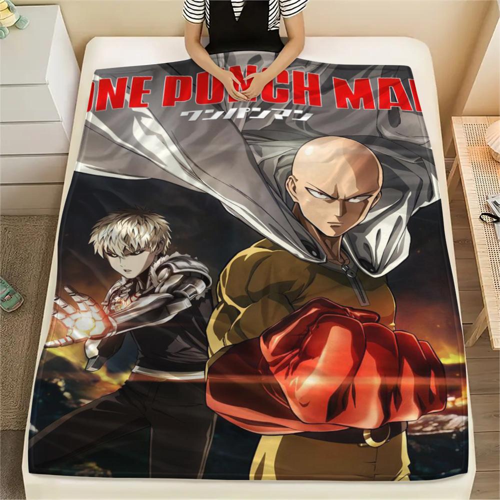One-Punch Man Warm Soft Flannel Blanket Printed Pattern for Home Sofa Bed Chair Comfortable Travel Picnic Throw -xia35