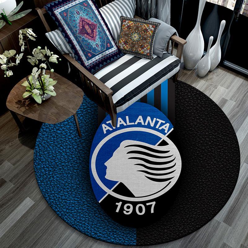 Atalanta BC Printed Round Rug, Non Slip Washable Circular Carpet For Living Room Bedroom Playroom, Sports Fan Decor, Holiday Birthday Gift