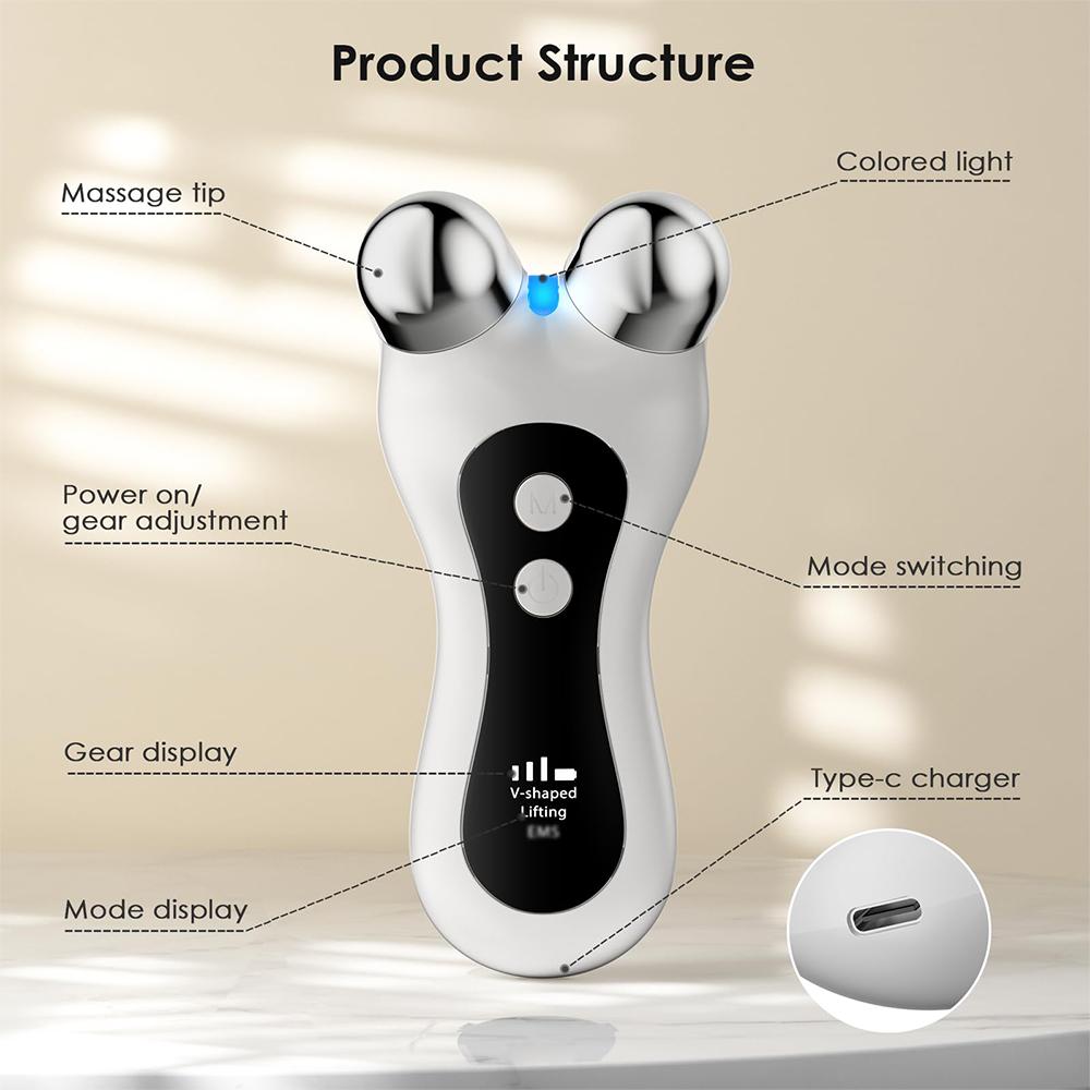 Facial Massager EMS Microcurrent Roller Device For Face Lifting Skin Tighten Double Chin Remover Tools