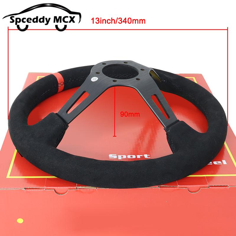 13.5inch 335mm Racing Steering Wheel Suede Deep Dish Car Sports
