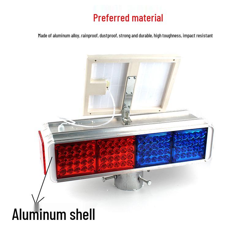 Solar-Powered Aluminum LED Strobe Light for Traffic with Red and Blue Ten-Grid Design