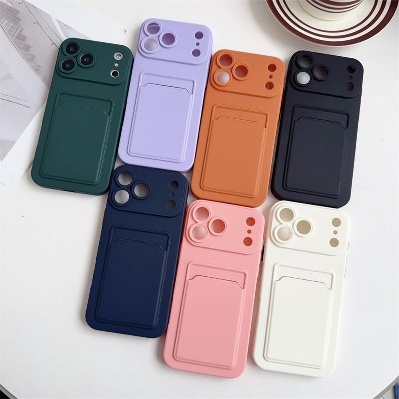 Port Card Portofel Husă Telefon Pentru iPhone 17 Air 11 12 13 14 15 Plus 16 17 Pro Max Antișoc Moale Mat Silicon Capac Spate