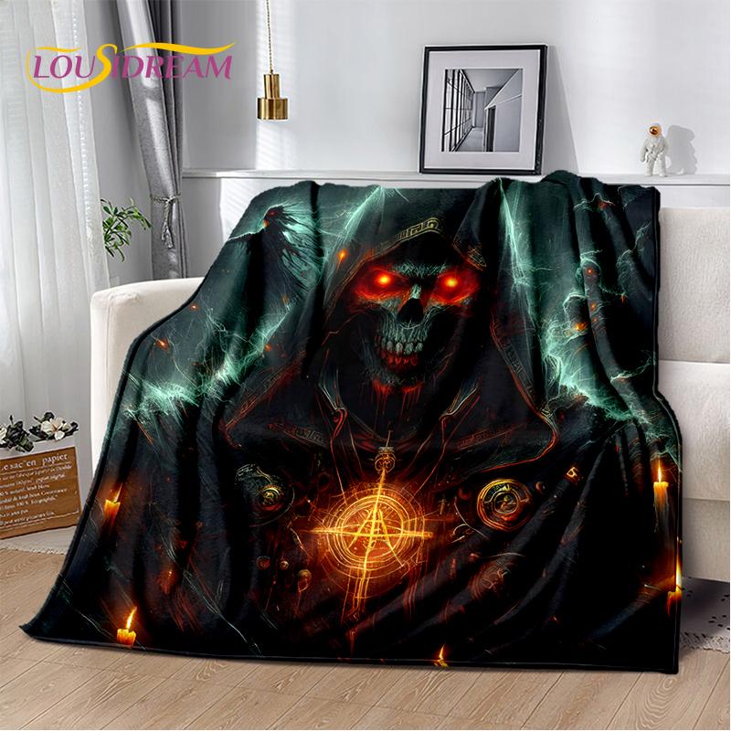 2025 New Gothic Horror Character Skull Ghost Soft Blanket,Soft Throw Blanket for Home Bedroom Bed Sofa Picnic Travel Child Gift