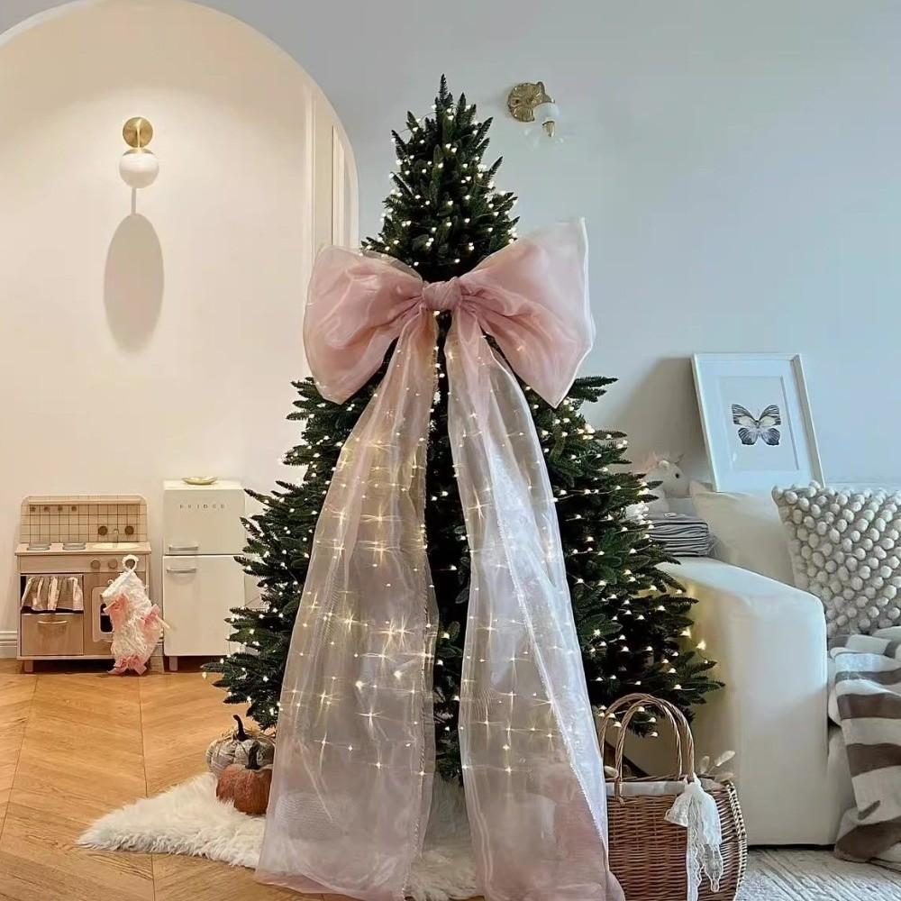 Feest Decoratie 50*200cm Kerstboom Topper Strik Oversized Organza Materiaal Hangend Ornament Kerstboom Decoratie Kerstboom
