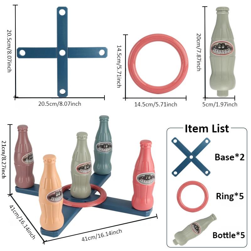 

Kids Ring Toss Game Set with Fake Bottle Rings Early Educational Toy Fun Stacking Ring Outdoor Sport for Exercise & Family